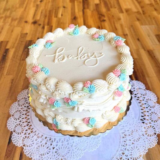 Vintage Gender Reveal- Decorated Cake